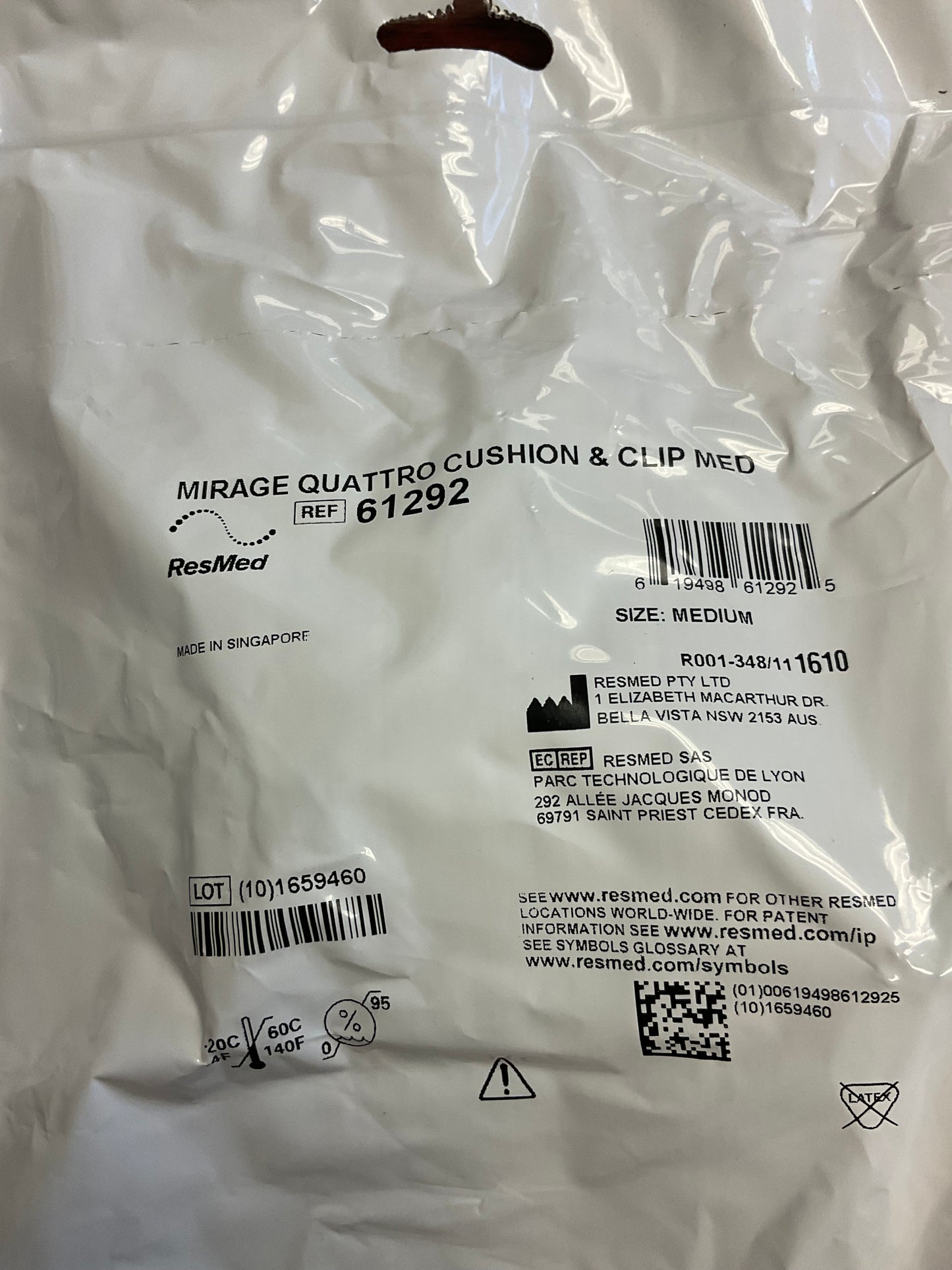 Resmed Mirage Quattro Replacement silicon cushion with clip size medium